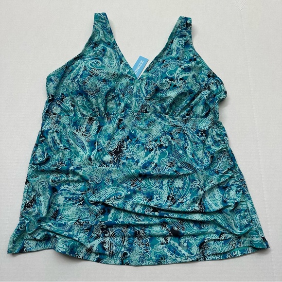 Yonique Tankini Swimsuit With Shorts Women’s 22W Plus Size Two Piece Set Paisley - Picture 4 of 15